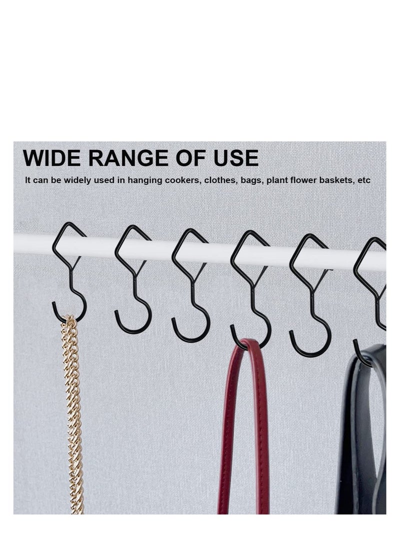 15 Pcs S Hooks for Hanging, 4 Inch Metal S Hooks, Heavy Windproof Hooks with Safety Buckles, Suitable for Hanging Plants, Clothes, Kitchen Utensil, Pots and Pans (Black) - Image 3